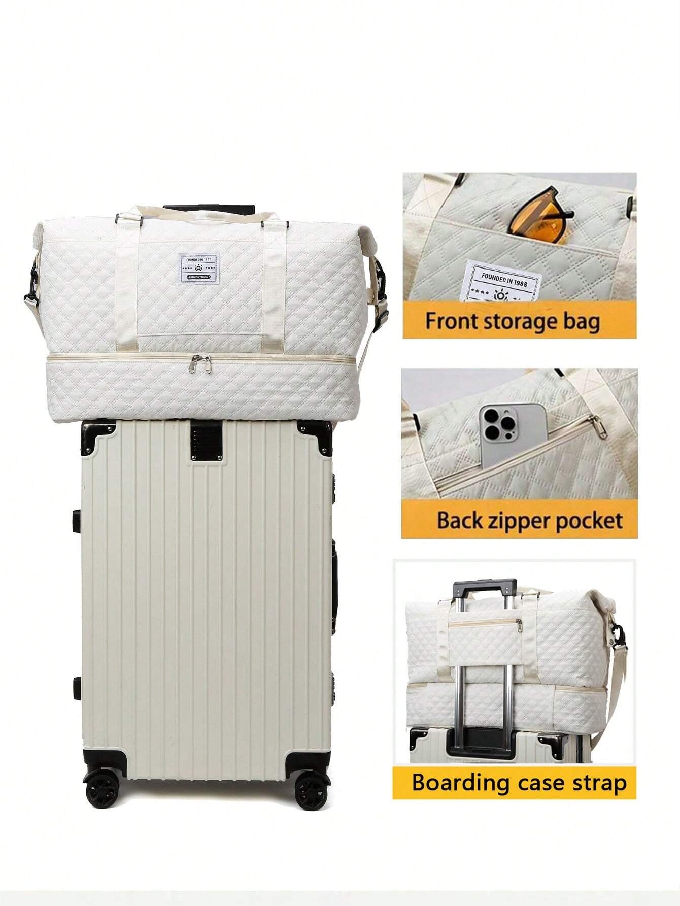 2PCS Large Capacity Travel Duffel Bag, Wet and Dry Separation Fitness Bag, Weekend Overnight Shoulder Bag, Hospital Necessary Mommy Bag, Travel Bag, Holiday Bag, Weekend Bag, Overnight Bag, with a Pull Bar Bag, with Shoe Storage, Boarding Bag, Cosmetics Storage Bag for Suitcase Gym Bag Duffle Bag for Luggage Carry on Bag College Bag Luggage Bags Weekender Bag Hospital Bag Winter Bag for School School Accessories School Stuff