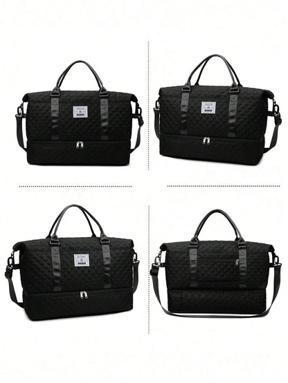 2PCS Large Capacity Travel Duffel Bag, Wet and Dry Separation Fitness Bag, Weekend Overnight Shoulder Bag, Hospital Necessary Mommy Bag, Travel Bag, Holiday Bag, Weekend Bag, Overnight Bag, with a Pull Bar Bag, with Shoe Storage, Boarding Bag, Cosmetics Storage Bag for Suitcase Gym Bag Duffle Bag for Luggage Carry on Bag College Bag Luggage Bags Weekender Bag Hospital Bag Winter Bag for School School Accessories School Stuff